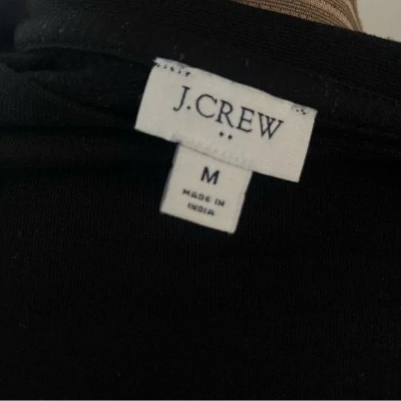 J Crew Black Puffsleeve Sweatshirt with Jeweled Button Detail size M GUC - Picture 6 of 8